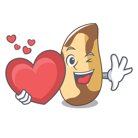 With heart brazil nut mascot cartoon vector illustrationのイラスト素材