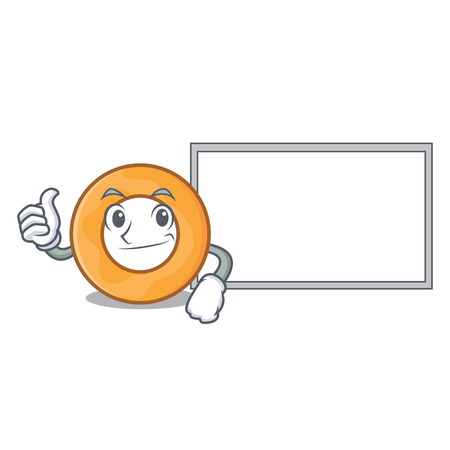 Thumbs up with board onion ring character cartoon vector illustrationのイラスト素材