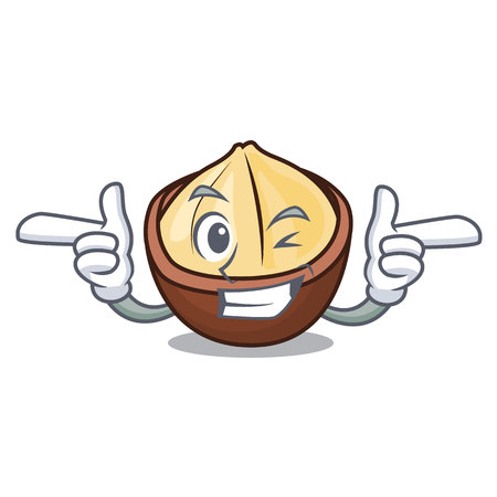 Wink macadamia character cartoon styleのイラスト素材