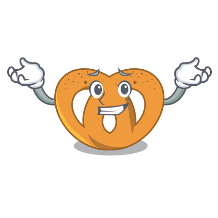 Grinning pretzel character cartoon style vector illustrationのイラスト素材