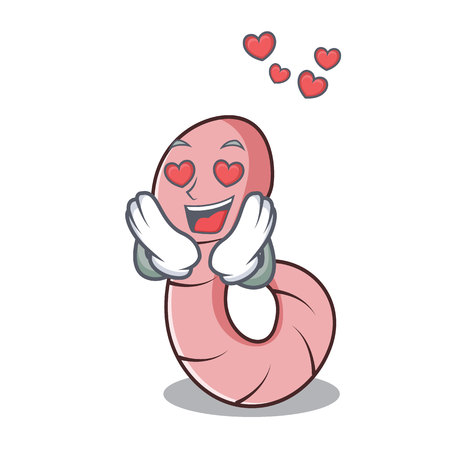In love worm mascot cartoon style vector illustrationのイラスト素材