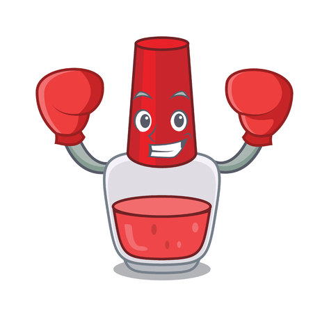 Boxing nail polish character cartoon vector illustrationのイラスト素材