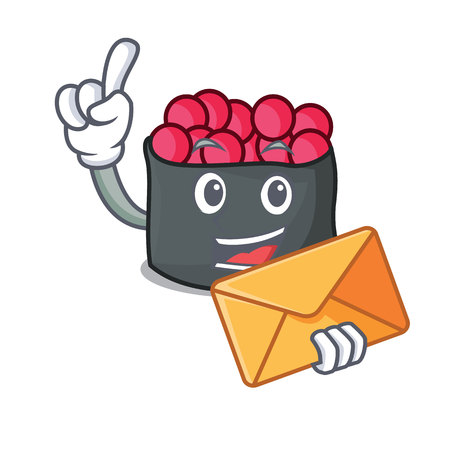 With envelope ikura character cartoon style vector illustrationのイラスト素材