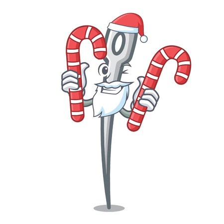 Santa with candy needle mascot cartoon styleのイラスト素材