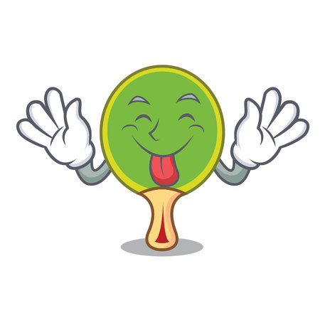 Tongue out table tennis racket cartoon characterのイラスト素材