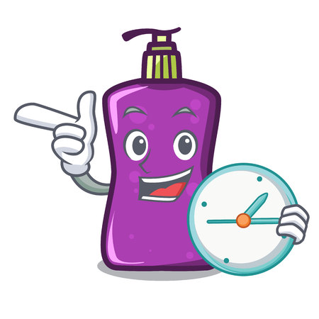 With clock shampo character cartoon style vector illustrationのイラスト素材