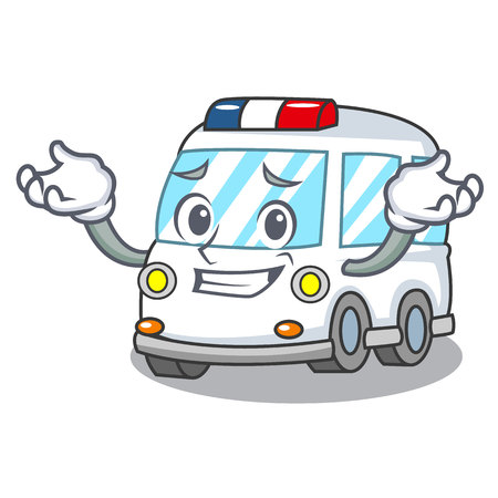 Grinning ambulance character cartoon style vector illustrationのイラスト素材