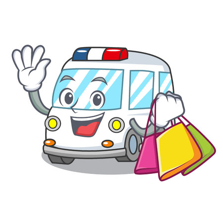 Shopping ambulance character cartoon style vector illustrationのイラスト素材