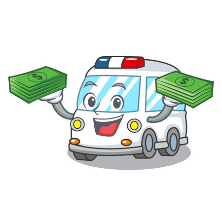 With money bag ambulance mascot cartoon style vector illustrationのイラスト素材