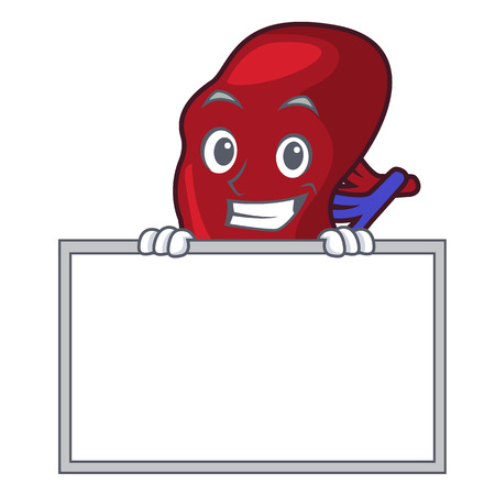 Grinning with board spleen character cartoon styleのイラスト素材
