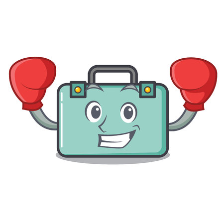 Boxing suitcase character cartoon style vector illustrationのイラスト素材