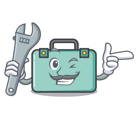 Mechanic suitcase mascot cartoon style vector illustrationのイラスト素材