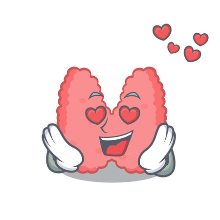 In love thyroid mascot cartoon style vector illustrationのイラスト素材