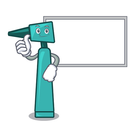 Thumbs up with board otoscope character cartoon style vector illustrationのイラスト素材
