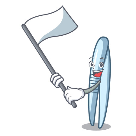 With flag tweezers mascot cartoon style vector illustrationのイラスト素材