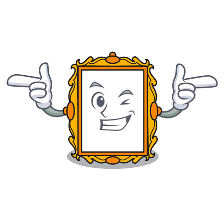 Wink picture frame character cartoon vector illustrationのイラスト素材