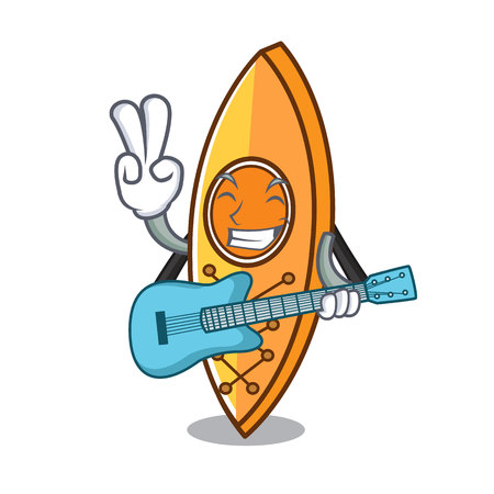 With guitar canoe mascot cartoon style vector illustrationのイラスト素材