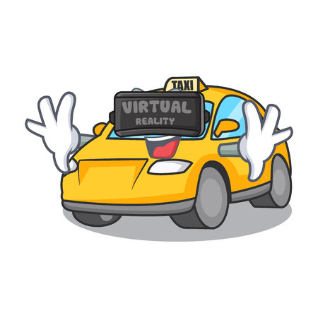 Virtual reality taxi character mascot style vector illustrationのイラスト素材