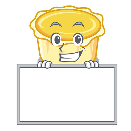 Grinning with board egg tart character cartoon vector illustrationのイラスト素材