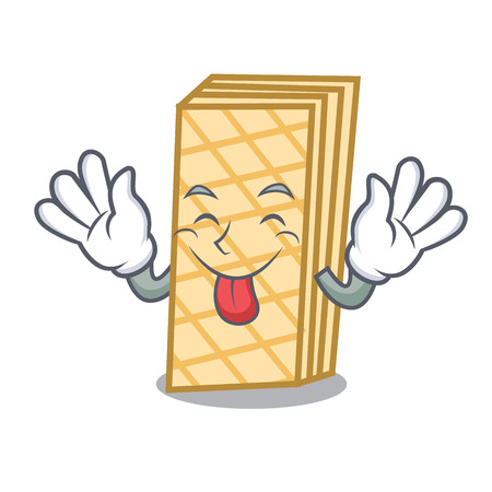 Tongue out waffle mascot cartoon styleのイラスト素材