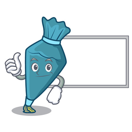 Thumbs up with board pastry bag character cartoon styleのイラスト素材
