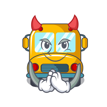 Devil school bus mascot cartoon vector illustrationのイラスト素材