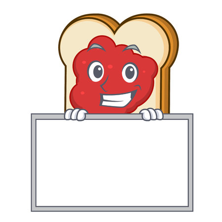 Grinning with board bread with jam character cartoon vector illustrationのイラスト素材