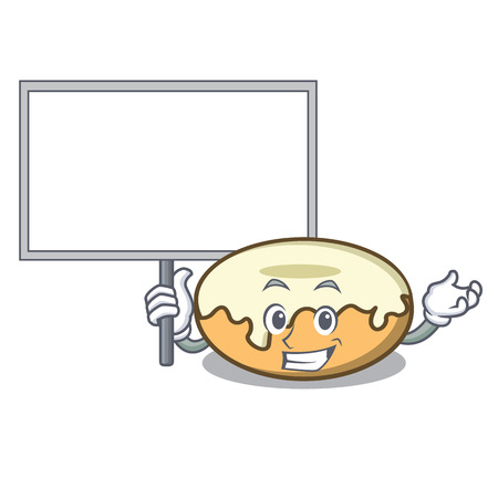 Bring board donut with sugar character cartoon vector illustrationのイラスト素材