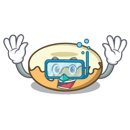 Diving donut with sugar character cartoon vector illustrationのイラスト素材