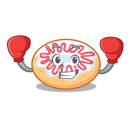 Boxing jelly donut character cartoon vector illustrationのイラスト素材