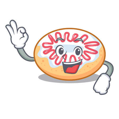 Okay jelly donut character cartoon vector illustrationのイラスト素材