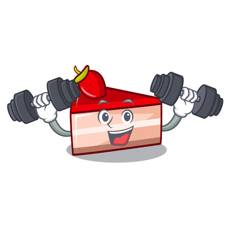 Fitness strawberry cake character cartoonのイラスト素材