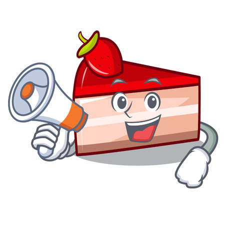With megaphone strawberry cake character cartoon vector illustrationのイラスト素材
