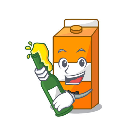 With beer package juice mascot cartoon vector illustrationのイラスト素材