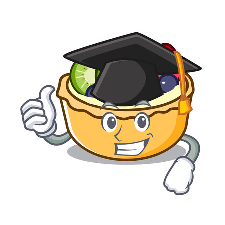 Graduation fruit tart character cartoon vector illustrationのイラスト素材