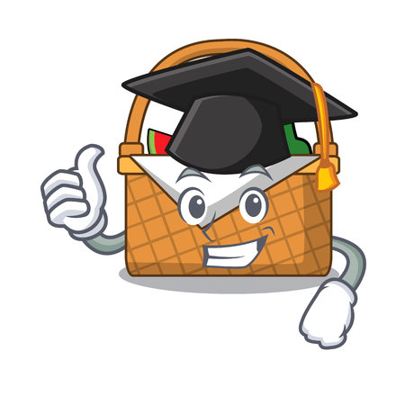 Graduation picnic basket character cartoon vector illustrationのイラスト素材