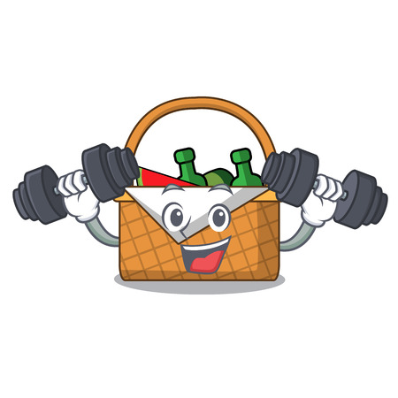 Fitness picnic basket character cartoon vector illustrationのイラスト素材