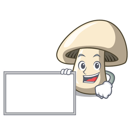 With board champignon mushroom character cartoon vector illustrationのイラスト素材