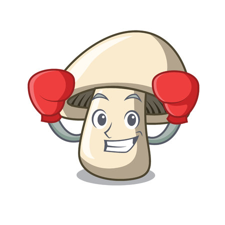 Boxing champignon mushroom character cartoon vector illustrationのイラスト素材