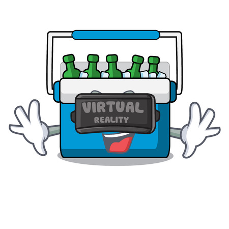 Virtual reality freezer bag mascot cartoon vector illustrationのイラスト素材