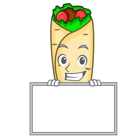 Grinning with board burrito character cartoon style vector illustrationのイラスト素材