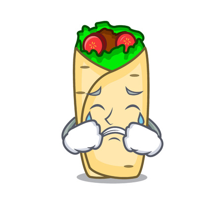 Crying burrito mascot cartoon style vector illustrationのイラスト素材