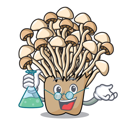 Professor enoki mushroom character cartoon vector illustrationのイラスト素材