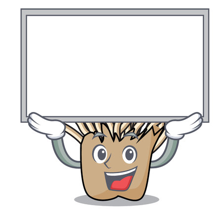 Up board enoki mushroom character cartoon vector illustrationのイラスト素材