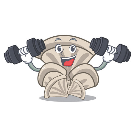 Fitness oyster mushroom character cartoon vector illustrationのイラスト素材