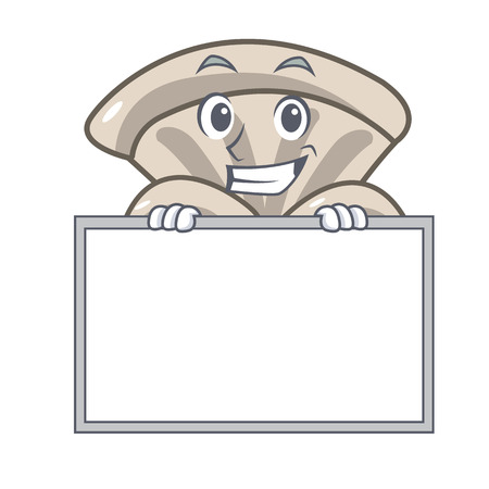 Grinning with board oyster mushroom character cartoon vector illustrationのイラスト素材