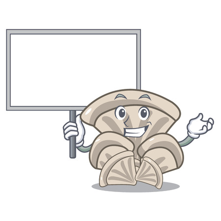 Bring board oyster mushroom character cartoon vector illustrationのイラスト素材