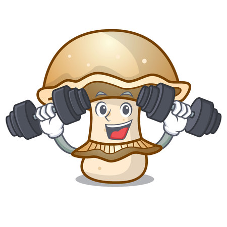 Fitness portobello mushroom character cartoon vector illustrationのイラスト素材
