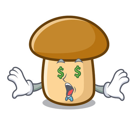 Money eye porcini mushroom mascot cartoonのイラスト素材