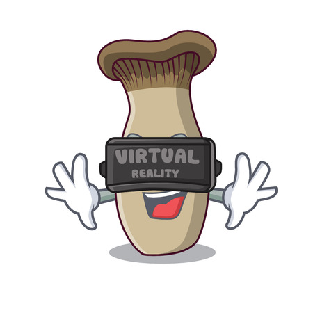 Virtual reality king trumpet mushroom mascot cartoon vector illustrationのイラスト素材